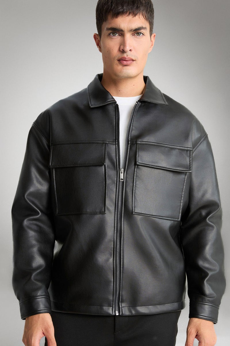 DeFacto Black Man Oversize Fit Shirt Collar Waterproof Jacket Casual - Image 1